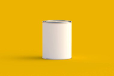 Paint can on yellow background. 3d render
