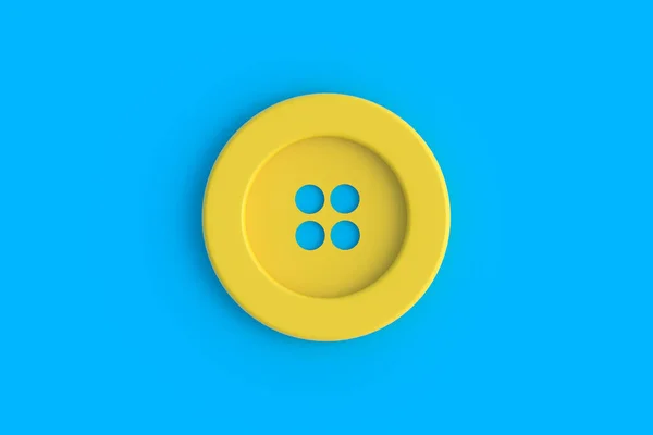 Botón Amarillo Para Ropa Sobre Fondo Azul Industria Textil Accesorios — Foto de Stock