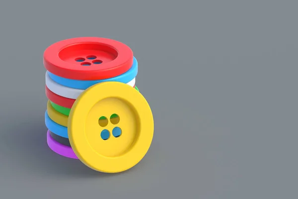 Montón Botones Colores Para Ropa Industria Textil Accesorios Aguja Copiar — Foto de Stock