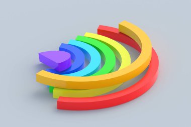 Gri arka planda gökkuşağı. Eğitici mantık oyuncağı. Montessori oyunları. Anaokulu eğitimi. 3d hazırlayıcı