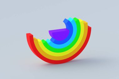 Gri arka planda gökkuşağı. Eğitici mantık oyuncağı. Montessori oyunları. Anaokulu eğitimi. 3d hazırlayıcı