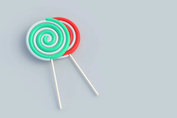 Swirl Lollipops Stick Striped Twisted Candy Sweet Snack Top View — Stock Photo, Image