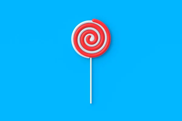 One Lollipop Stick Striped Twisted Candy Sweet Snack Top View — Stock Photo, Image