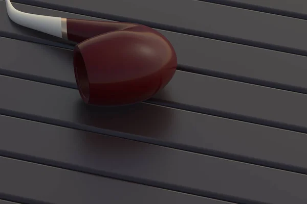 黒い木製のテーブルの上にタバコパイプ コピースペース 3Dレンダリング — ストック写真