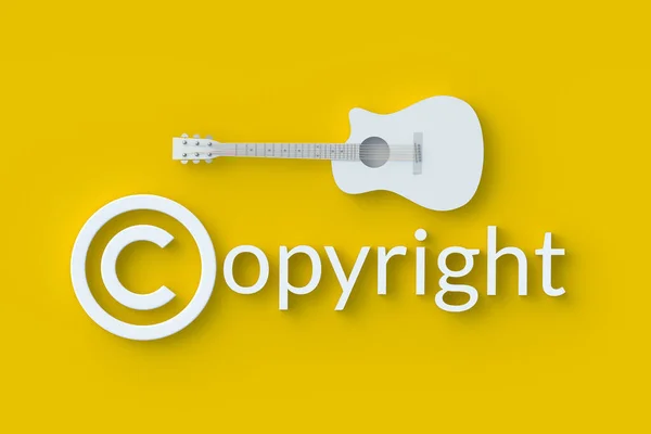 Copyright Symbol Guitar Intellectual Property Concept Copyright Music Song Top — Stock Photo, Image