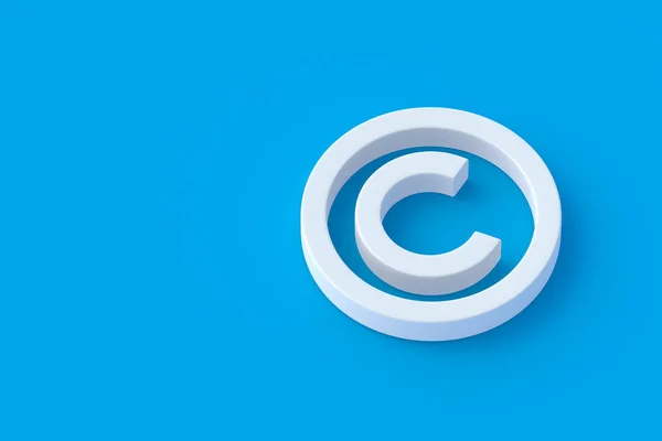 Símbolo Copyright Sobre Fondo Azul Concepto Propiedad Intelectual Copiar Espacio — Foto de Stock