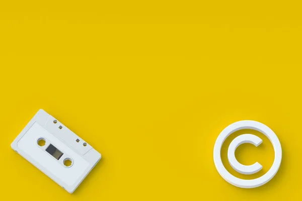 Символ Авторського Права Біля Касети Концепція Інтелектуальної Власності Авторське Право — стокове фото