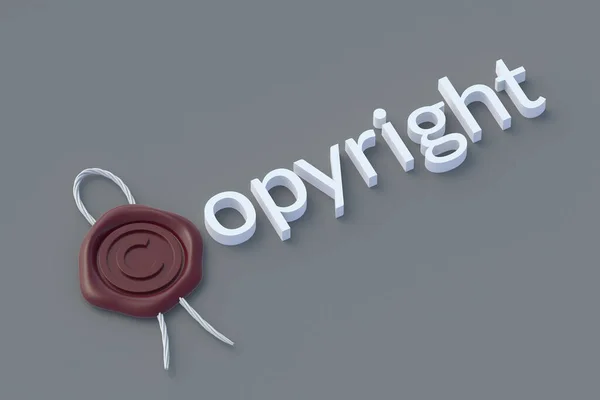 Copyright symbol on seal wax. Intellectual property concept. Copyright of the music or song. 3d render