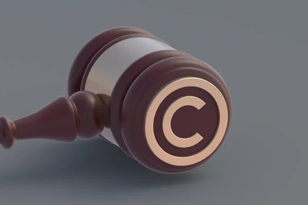 Авторські Права Молоток Судді Концепція Інтелектуальної Власності Візуалізація — стокове фото