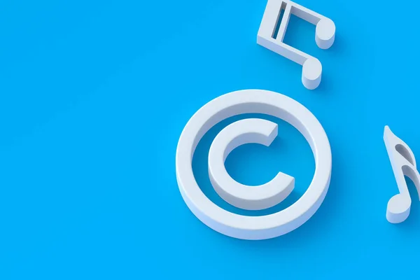 Símbolo Copyright Cerca Notas Concepto Propiedad Intelectual Derechos Autor Música —  Fotos de Stock