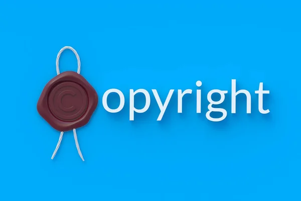 Copyright symbol on seal wax. Intellectual property concept. Copyright of the music or song. Top view. 3d render
