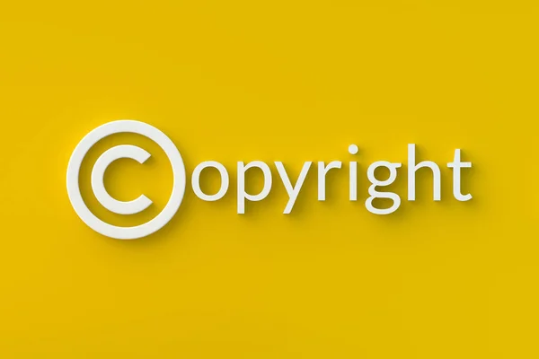 Símbolo Copyright Sobre Fondo Amarillo Concepto Propiedad Intelectual Vista Superior — Foto de Stock