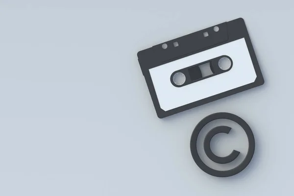 Symbol Prawa Autorskiego Pobliżu Kasety Koncepcja Własności Intelektualnej Prawa Autorskie — Zdjęcie stockowe