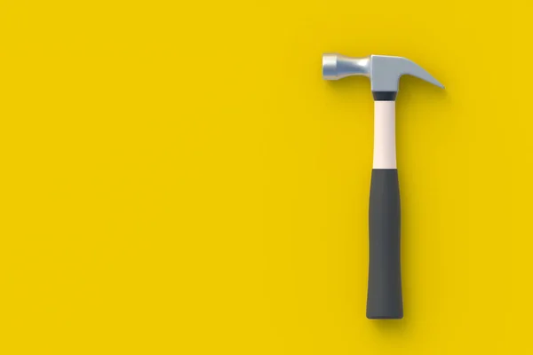 Hammer Yellow Background Construction Concept Home Renovation Tools Repair Top — Stock Photo, Image