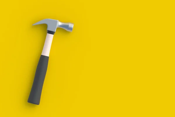 Metallhammer Auf Gelbem Hintergrund Baukonzept Haussanierung Werkzeuge Zur Reparatur Ansicht — Stockfoto