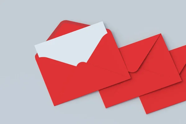 Envelope Postal Com Folha Papel Branco Correspondência Comercial Vista Superior — Fotografia de Stock