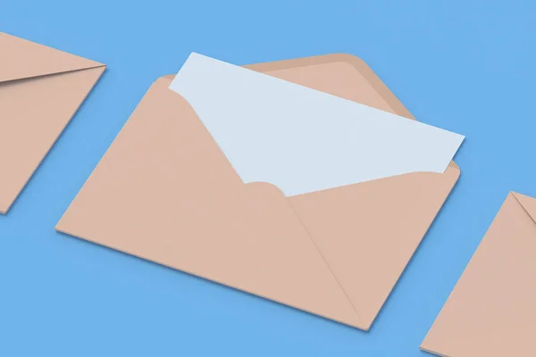Busta Postale Con Foglio Carta Bianco Corrispondenza Commerciale Rendering — Foto Stock