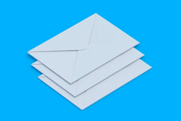 Scattered postal envelopes. Business correspondence. 3d render