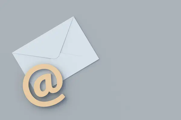郵便封筒と電子メールの記号 ビジネス対応 最上階だ コピースペース 3Dレンダリング — ストック写真