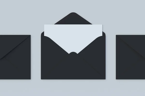 Envelope Postal Com Folha Papel Branco Correspondência Comercial Vista Superior — Fotografia de Stock
