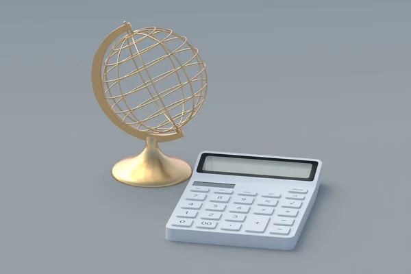 Kalkulačka Zlatý Glóbus Zpátky Školy Kancelářské Potřeby Finanční Krize Domů — Stock fotografie