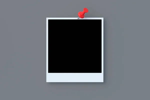 Fotografie Připíchnutá Špendlíkem Papír Izolovaným Černým Prostorem Šablona Pro Fotografování — Stock fotografie