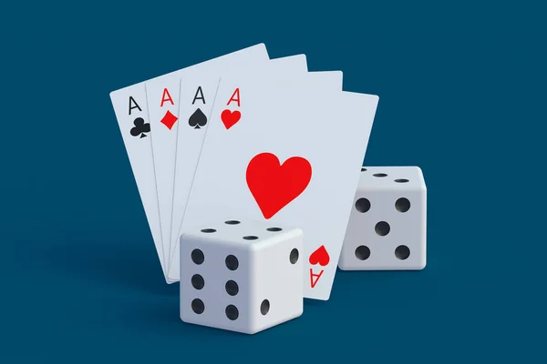 Jugando Las Cartas Dados Concepto Casino Apostando Éxito Victoria Gran — Foto de Stock