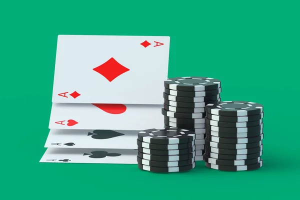 Chips Kaarten Spelen Casino Concept Gokken Succes Overwinning Grote Overwinning — Stockfoto