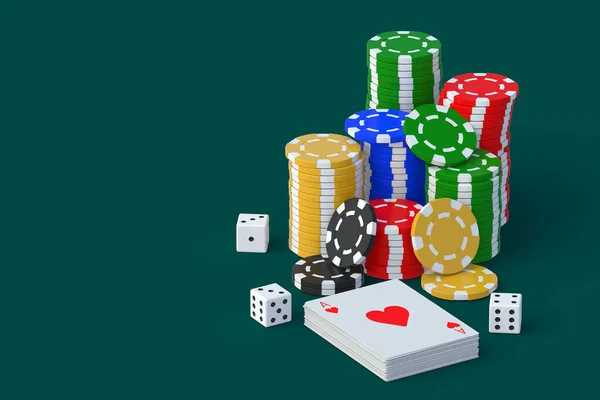 Jugando Las Fichas Cartas Dados Concepto Casino Apostando Éxito Victoria —  Fotos de Stock