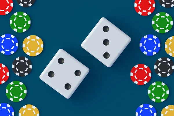 Speel Dobbelstenen Chips Casino Concept Casino Concept Gokken Succes Overwinning — Stockfoto