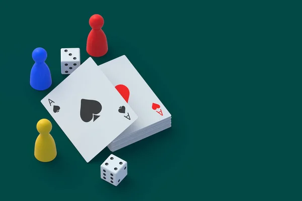 Jogando Cartas Figura Dados Conceito Casino Jogar Sucesso Vitória Grande — Fotografia de Stock