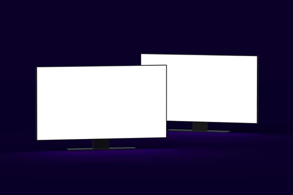 白の隔離された画面で現代的なテレビを光る 映画のコンセプト 新しい映画初公開 映画産業 3Dレンダリング — ストック写真