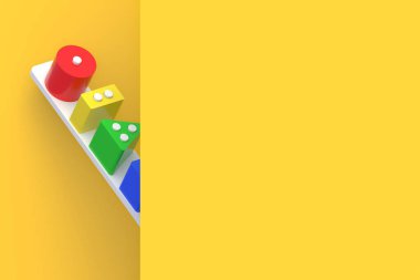 Mantık oyuncağı duvarın arkasında. Uzayı kopyala 3d hazırlayıcı