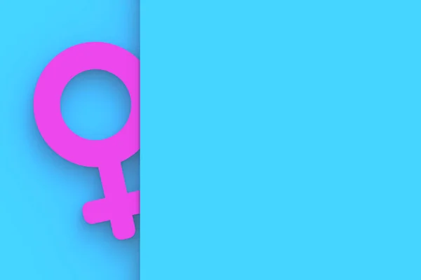 壁の後ろに女性の性別のシンボル コピースペース 3Dレンダリング — ストック写真