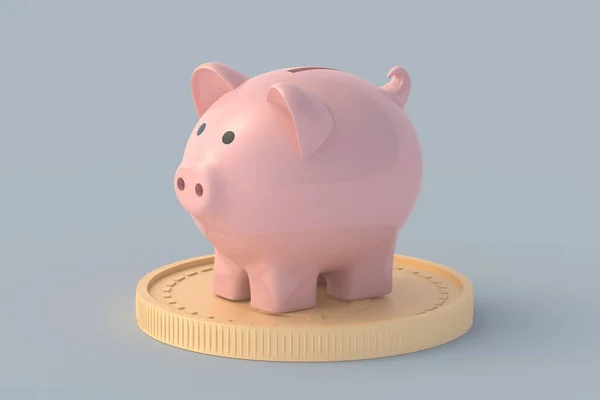 Piggy Bank Munt Financieel Concept Handhaving Verhoging Van Inkomsten Renderen — Stockfoto