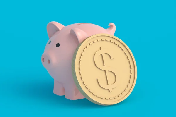 Piggy Bank Coin Financial Concept Maintaining Increasing Income Render — Stock Photo, Image