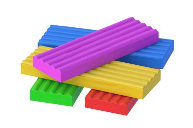 Beyaz arka planda izole edilmiş plasticin yığını. Kil modelleme. 3d hazırlayıcı