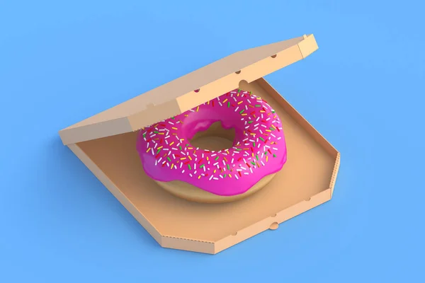 Ντόνατ Κουτί Πίτσας Σχέδιο Γρήγορου Φαγητού Παράδοση Φαγητού Ανθυγιεινό Σνακ — Φωτογραφία Αρχείου