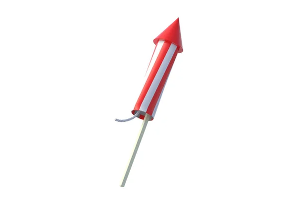 白地に隔離された花火ロケット 3Dレンダリング — ストック写真