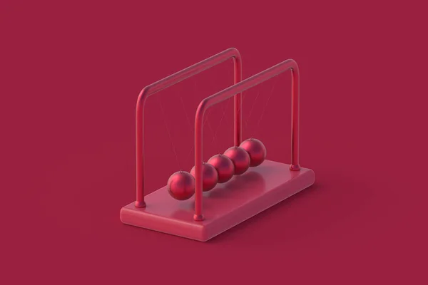 Newton Pendulum Magenta Red Background Color Year 2023 Render — Stock Photo, Image