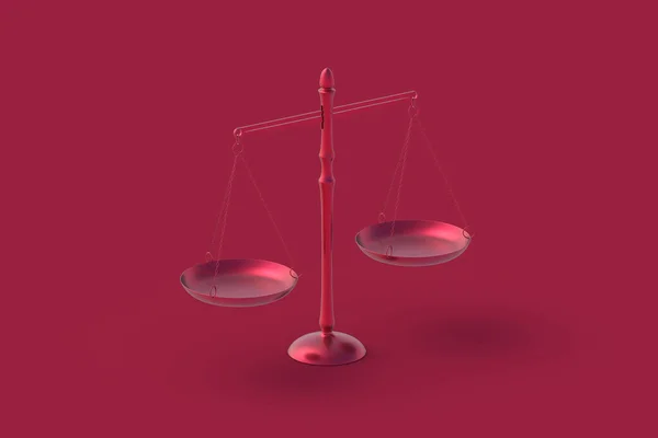 Шкала Правосудия Пурпурного Цвета Красном Фоне Цвет 2023 Года Рендеринг — стоковое фото