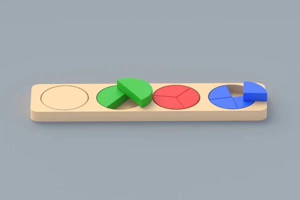破碎的圆圈教育逻辑玩具 3D渲染 — 图库照片