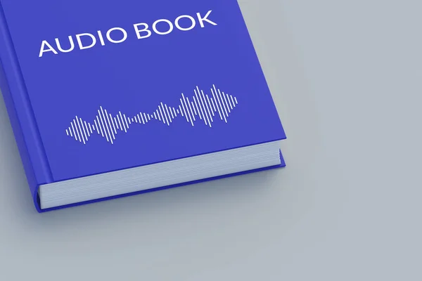 書籍や音声波の碑文とオーディオブックの概念 現代の技術 音の文学 コピースペース 3Dレンダリング — ストック写真