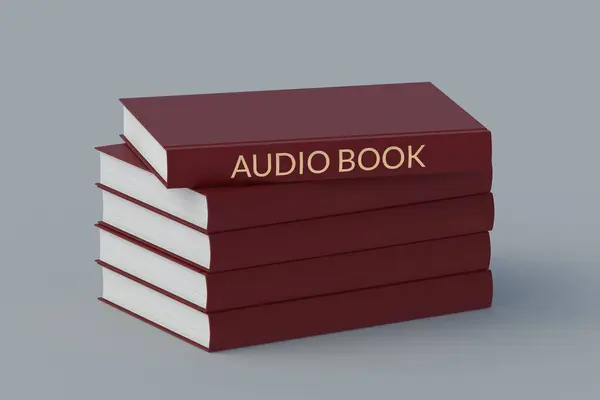 Concepto Audiolibro Con Inscripción Libro Tecnología Moderna Literatura Sana Renderizar — Foto de Stock