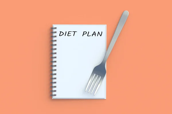 Inscription Dietní Plán Notepadu Vidličky Zdravé Jídlo Kontrola Kalorií Nutriční — Stock fotografie