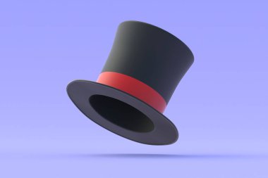 Uçan sihirli silindir. Büyü konsepti. Sihirli aksesuar. Gizemli gösteri. İllüzyon numarası. Sirk gösterisi. 3d hazırlayıcı