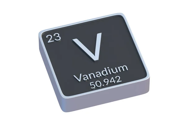 Vanadium Élément Chimique Tableau Périodique Isolé Sur Fond Blanc Symbole — Photo