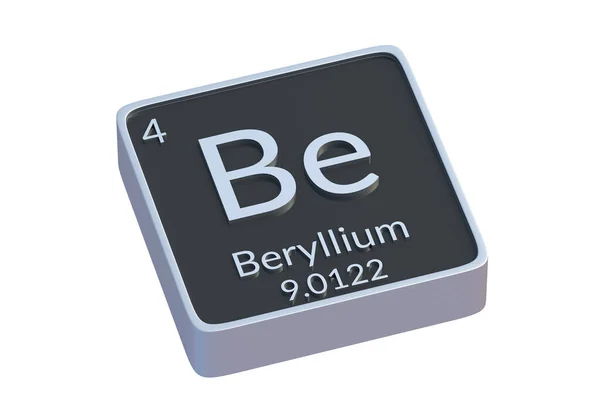 Béryllium Élément Chimique Tableau Périodique Isolé Sur Fond Blanc Symbole — Photo