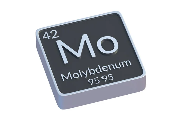Molybden Kemisk Del Periodiska Tabell Isolerad Vit Bakgrund Metallisk Symbol — Stockfoto