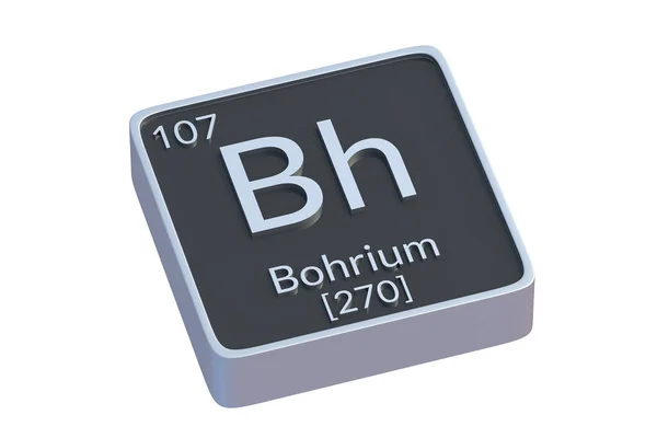 Bohrium Kemisk Del Periodiska Tabell Isolerad Vit Bakgrund Metallisk Symbol — Stockfoto